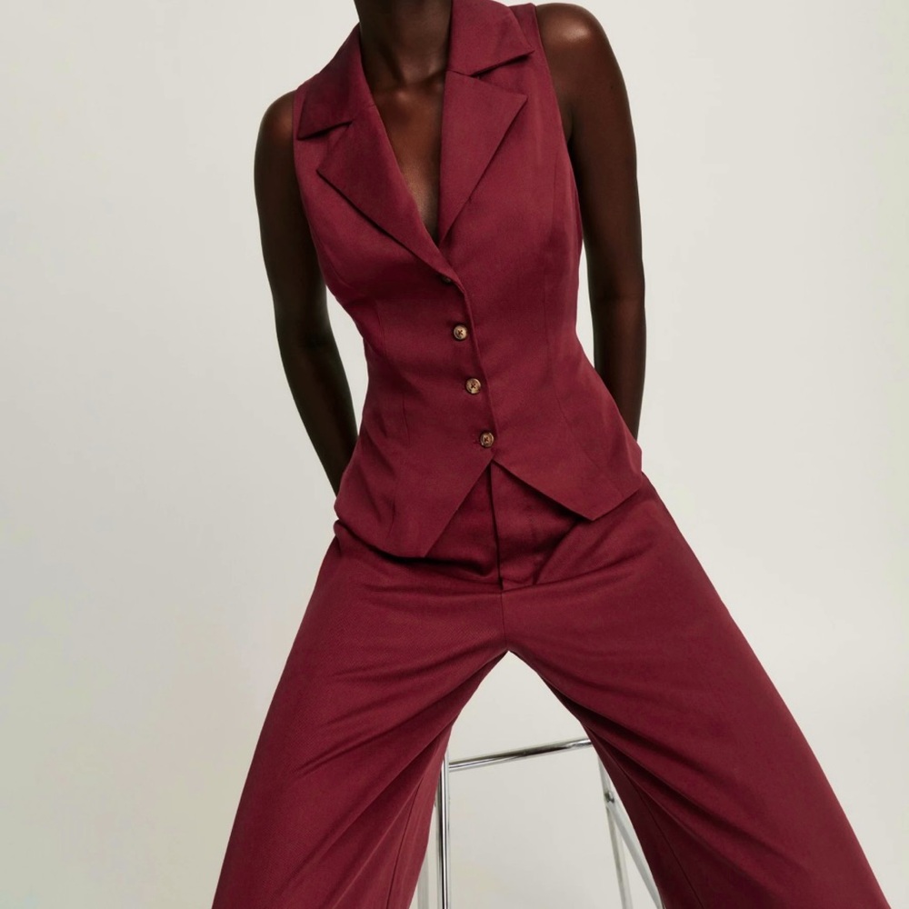 Reformation Taryn Two Piece vest & pants in Chianti